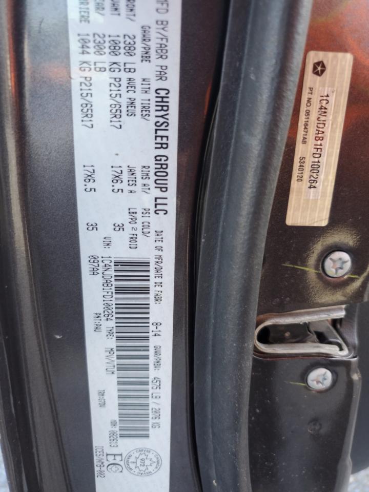 2015 Jeep Compass Sport VIN: 1C4NJDAB1FD100264 Lot: 82211605