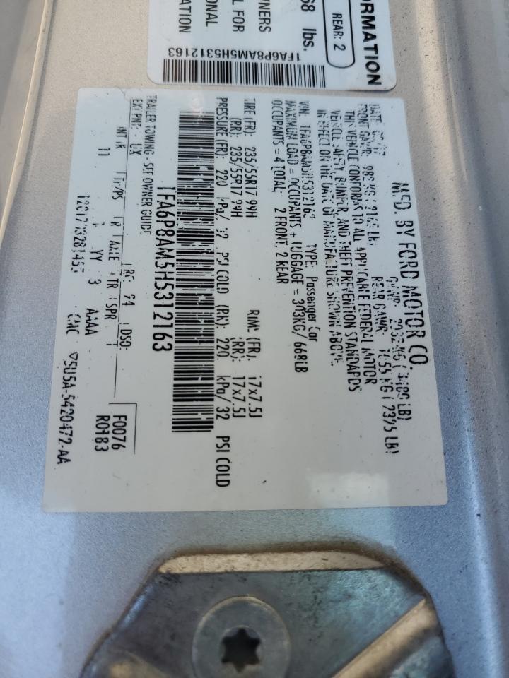 2017 Ford Mustang VIN: 1FA6P8AM5H5312163 Lot: 86524925