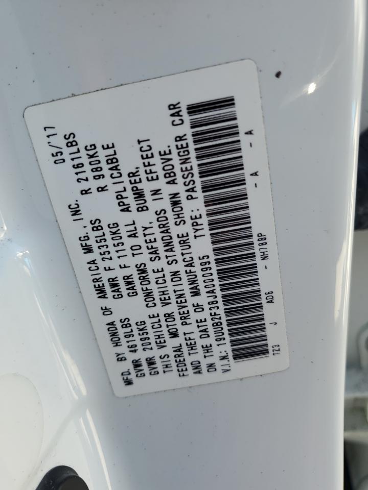 2018 Acura Tlx VIN: 19UUB2F38JA000995 Lot: 86214475