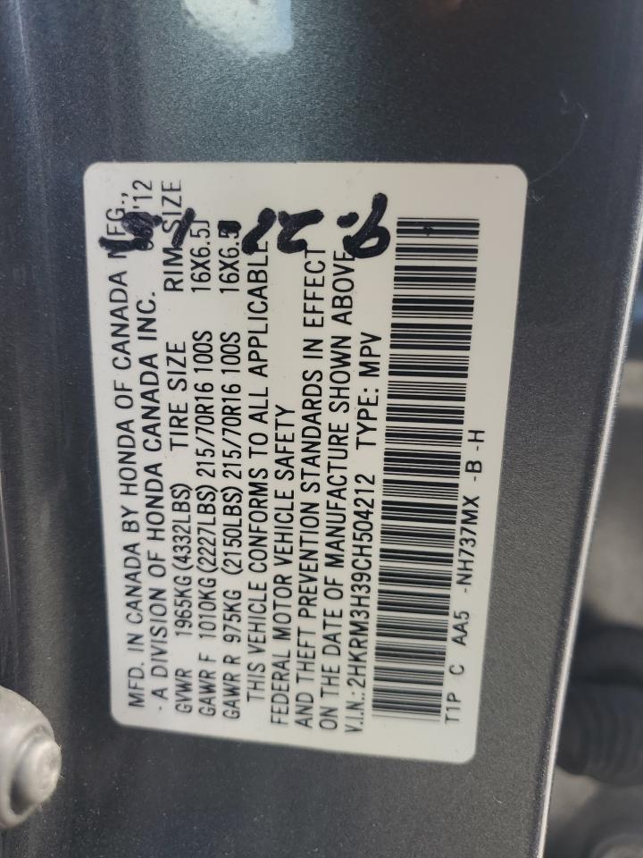 2012 Honda Cr-V Lx VIN: 2HKRM3H39CH504212 Lot: 84741245