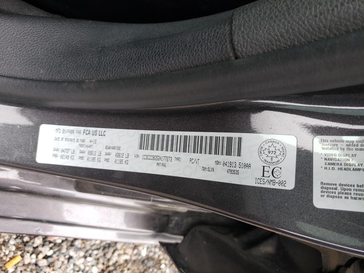 2016 Chrysler 200 S VIN: 1C3CCCBG5GN177273 Lot: 89468055