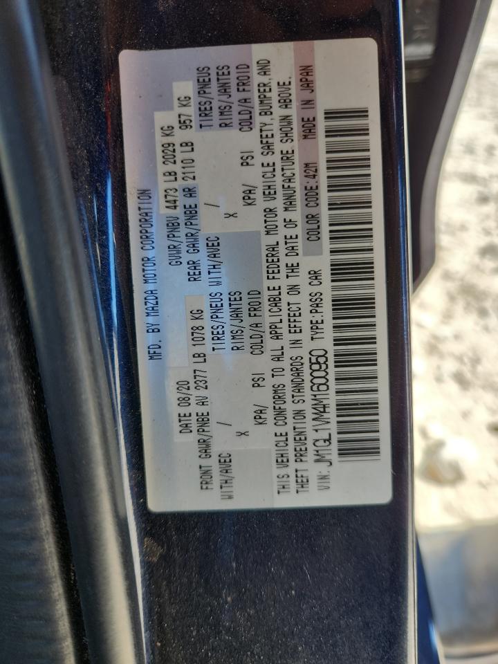 2021 Mazda 6 Touring VIN: JM1GL1VM4M1600950 Lot: 82187695