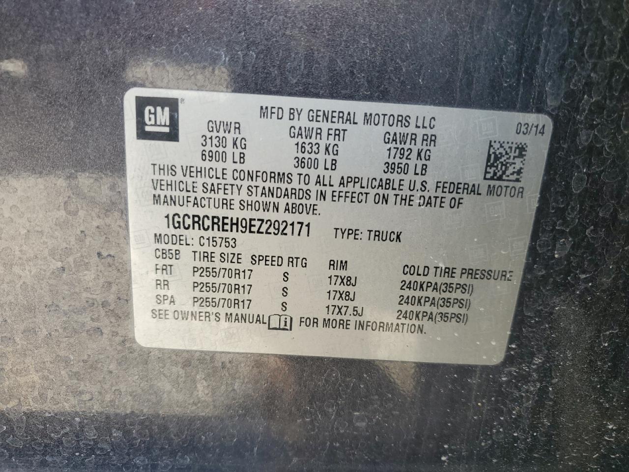 2014 Chevrolet Silverado C1500 Lt VIN: 1GCRCREH9EZ292171 Lot: 90475645