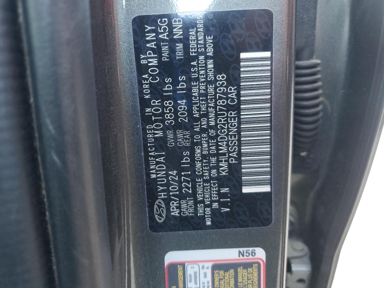 2024 Hyundai Elantra Sel VIN: KMHLM4DG2RU787938 Lot: 85928665