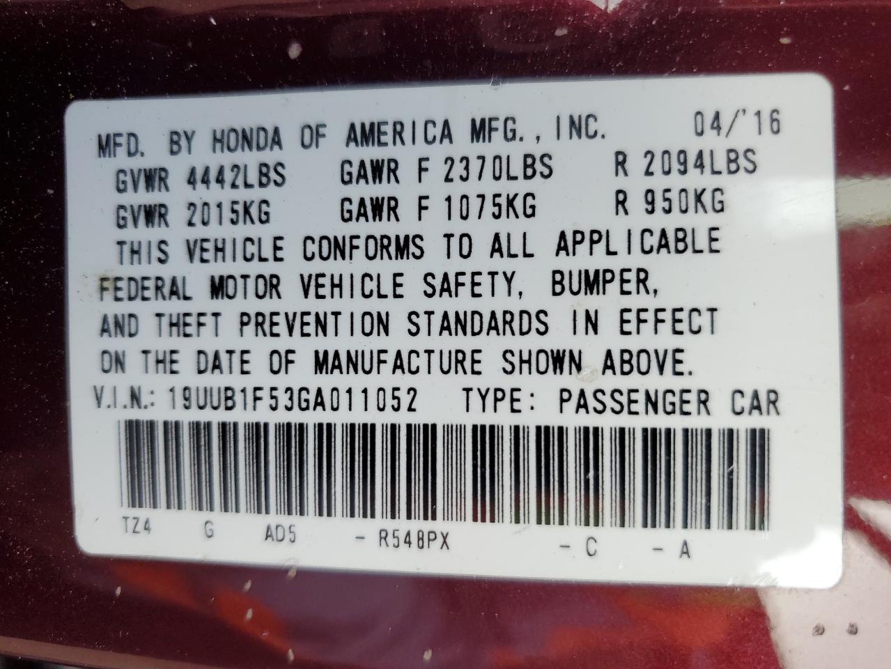 2016 Acura Tlx Tech VIN: 19UUB1F53GA011052 Lot: 82732245
