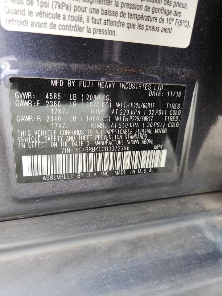 2011 Subaru Outback 2.5I Limited VIN: 4S4BRBKC3B3372396 Lot: 81982695