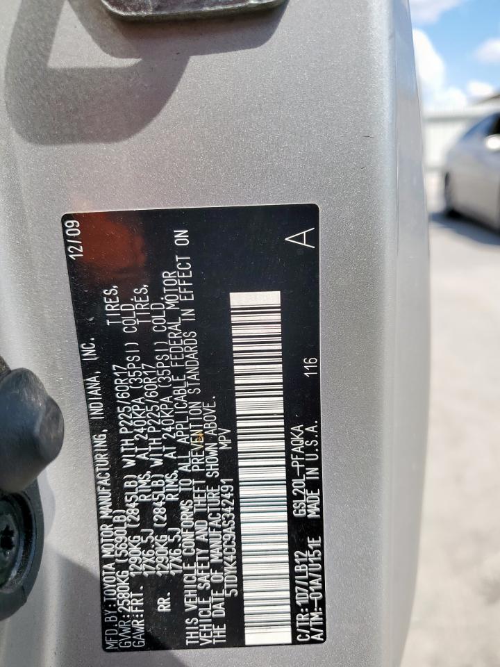 2010 Toyota Sienna Xle VIN: 5TDYK4CC9AS342491 Lot: 84887455