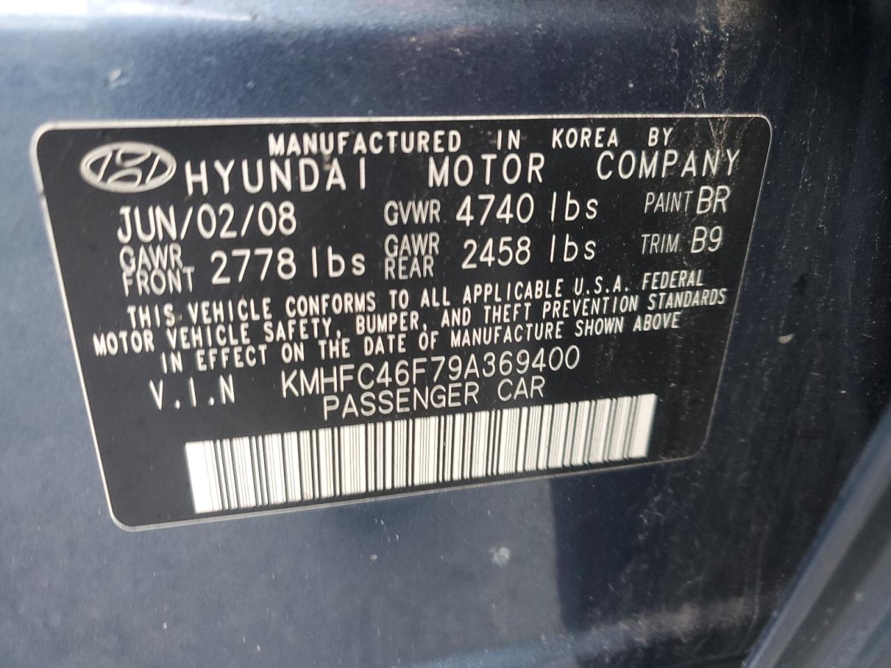 2009 Hyundai Azera Se VIN: KMHFC46F79A369400 Lot: 90612805