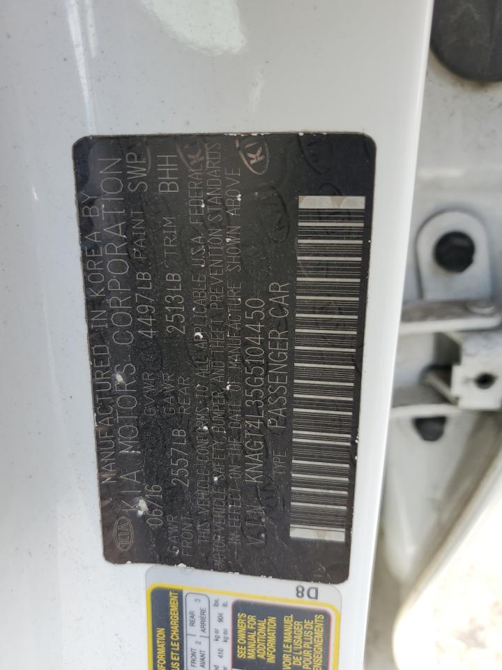 2016 Kia Optima Lx VIN: KNAGT4L35G5104450 Lot: 84469995