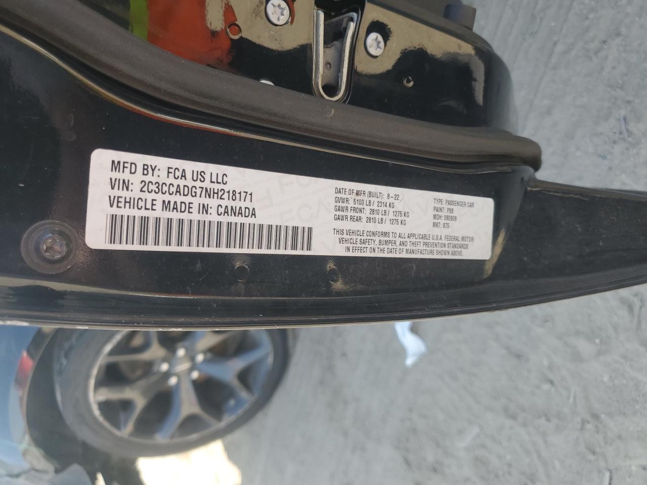 2022 Chrysler 300 Touring L VIN: 2C3CCADG7NH218171 Lot: 89713585