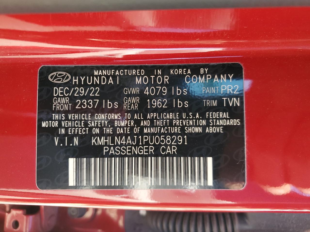2023 Hyundai Elantra Limited VIN: KMHLN4AJ1PU058291 Lot: 86161125