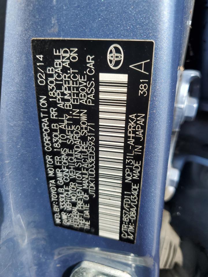 2014 Toyota Yaris VIN: JTDKTUD33ED593171 Lot: 86863355