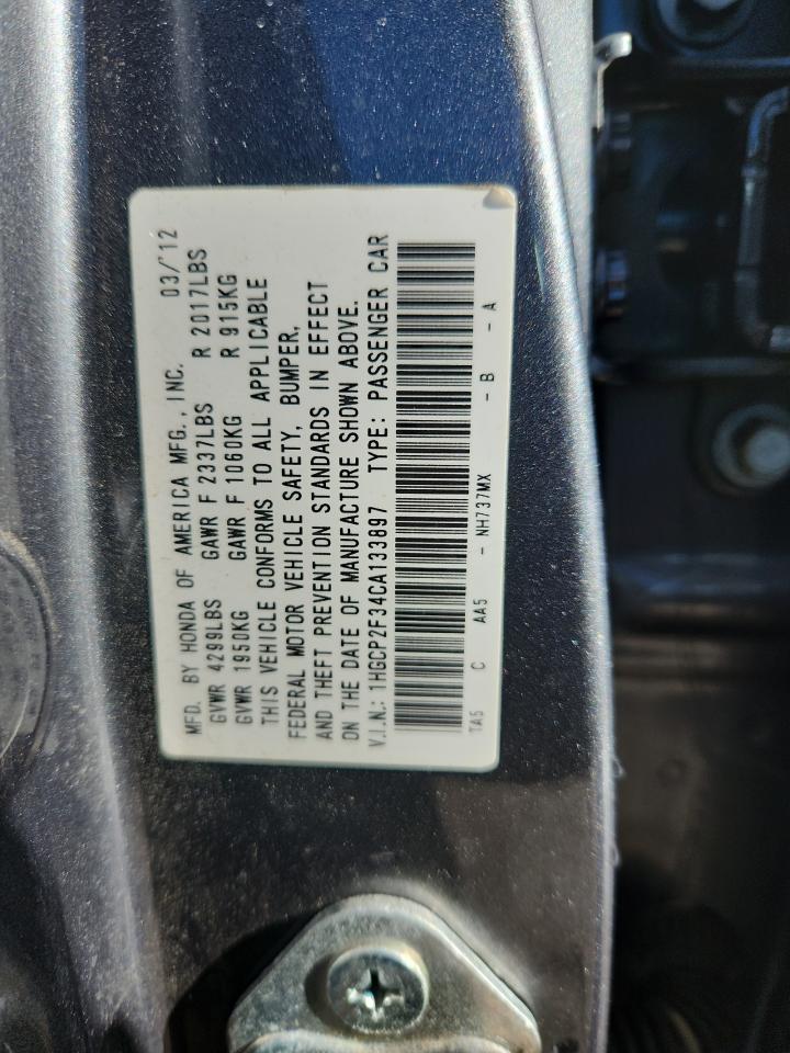 2012 Honda Accord Lx VIN: 1HGCP2F34CA133897 Lot: 86157285