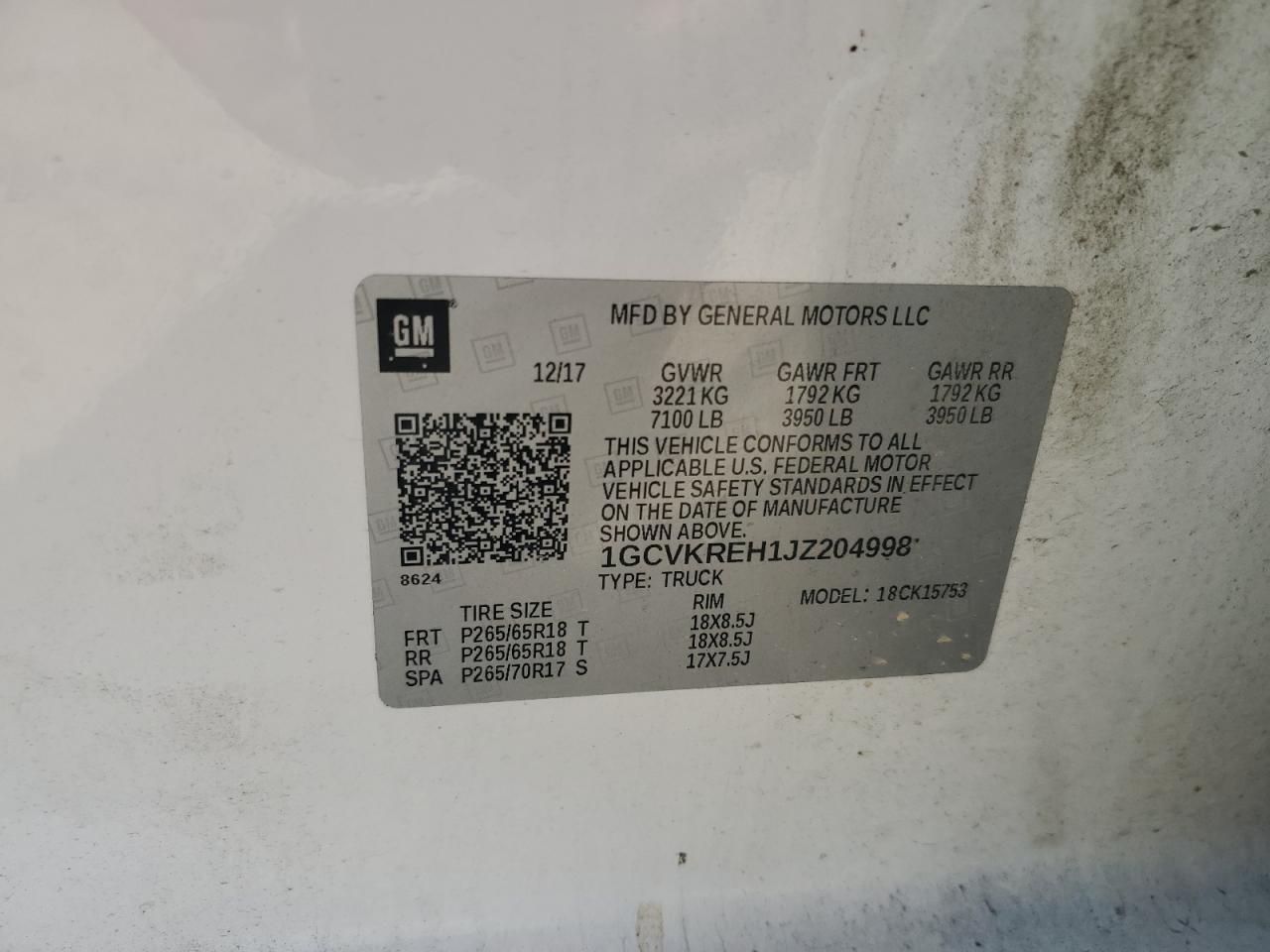 2018 Chevrolet Silverado K1500 Lt VIN: 1GCVKREH1JZ204998 Lot: 84476215