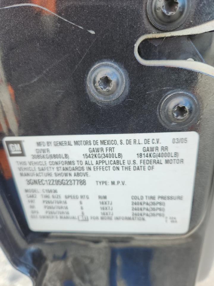 2005 Chevrolet Avalanche C1500 VIN: 3GNEC12Z05G237788 Lot: 85520935