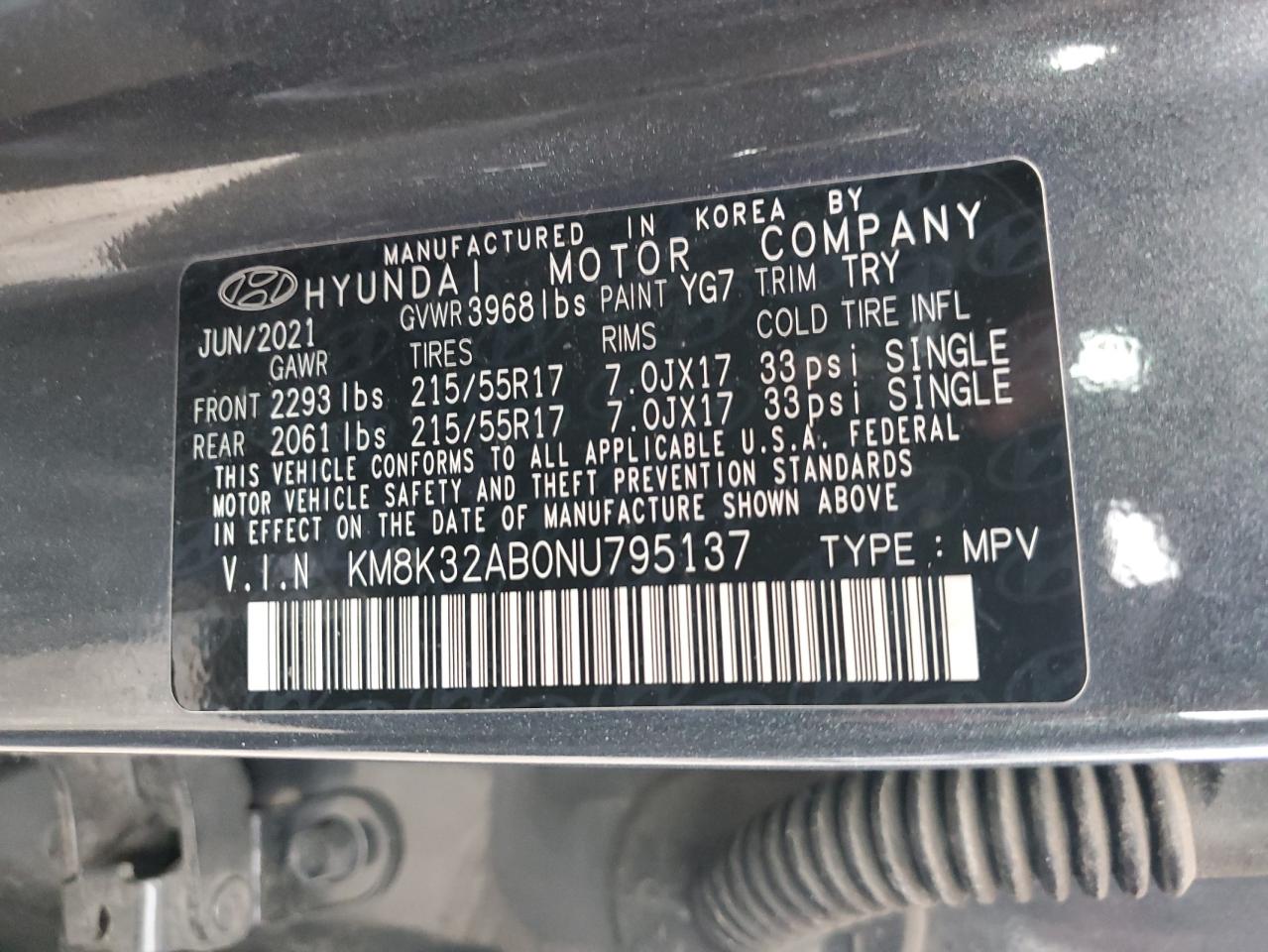 2022 Hyundai Kona Sel VIN: KM8K32AB0NU795137 Lot: 81989745