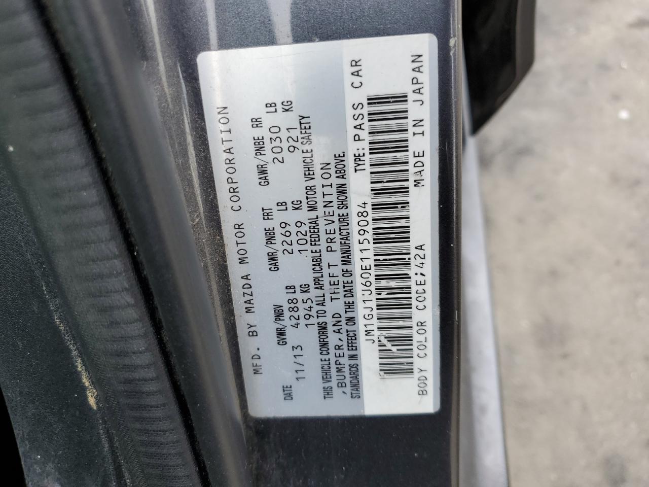 2014 Mazda 6 Sport VIN: JM1GJ1U60E1159084 Lot: 86892765