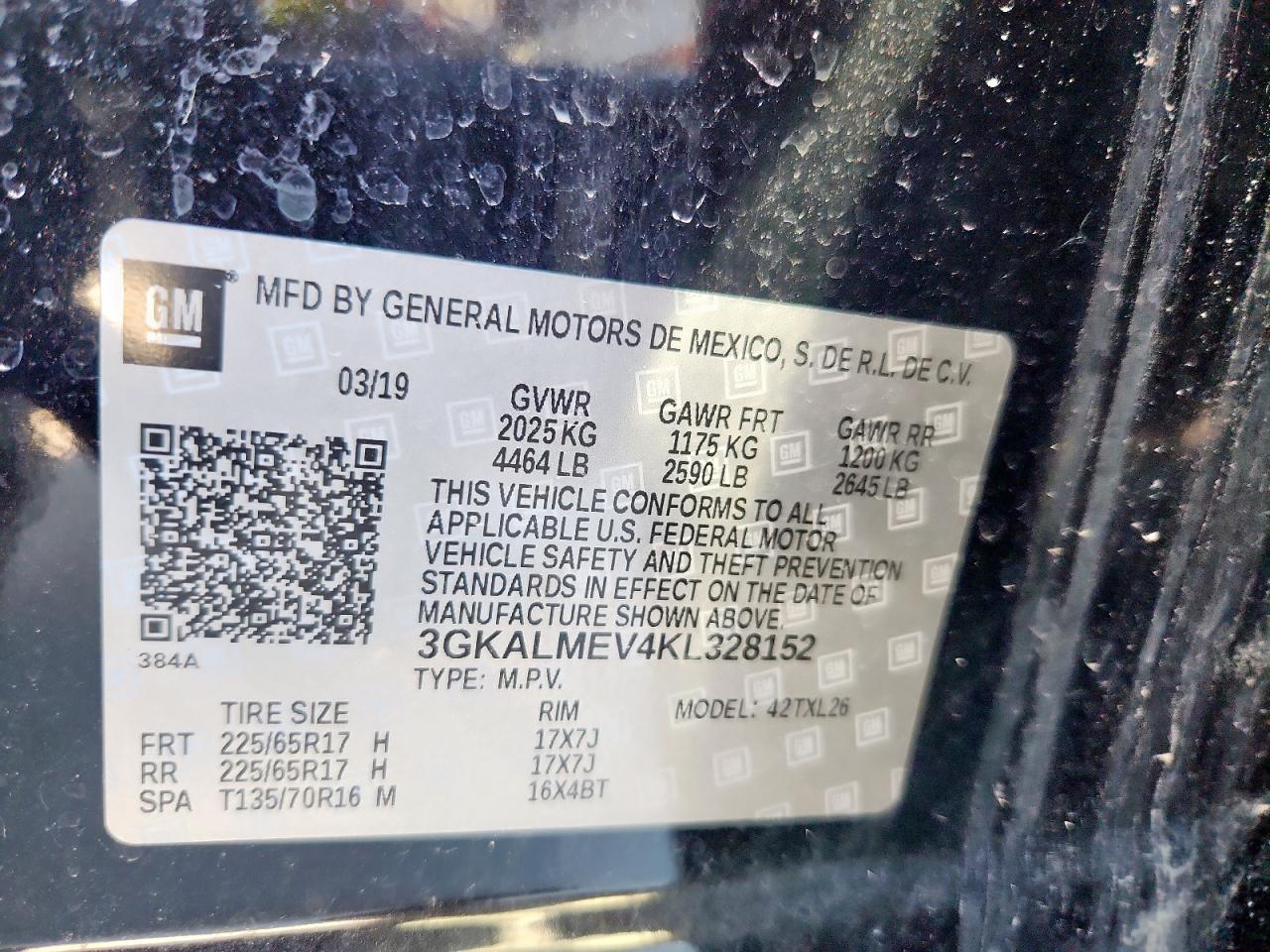 2019 GMC Terrain Sle VIN: 3GKALMEV4KL328152 Lot: 90516155