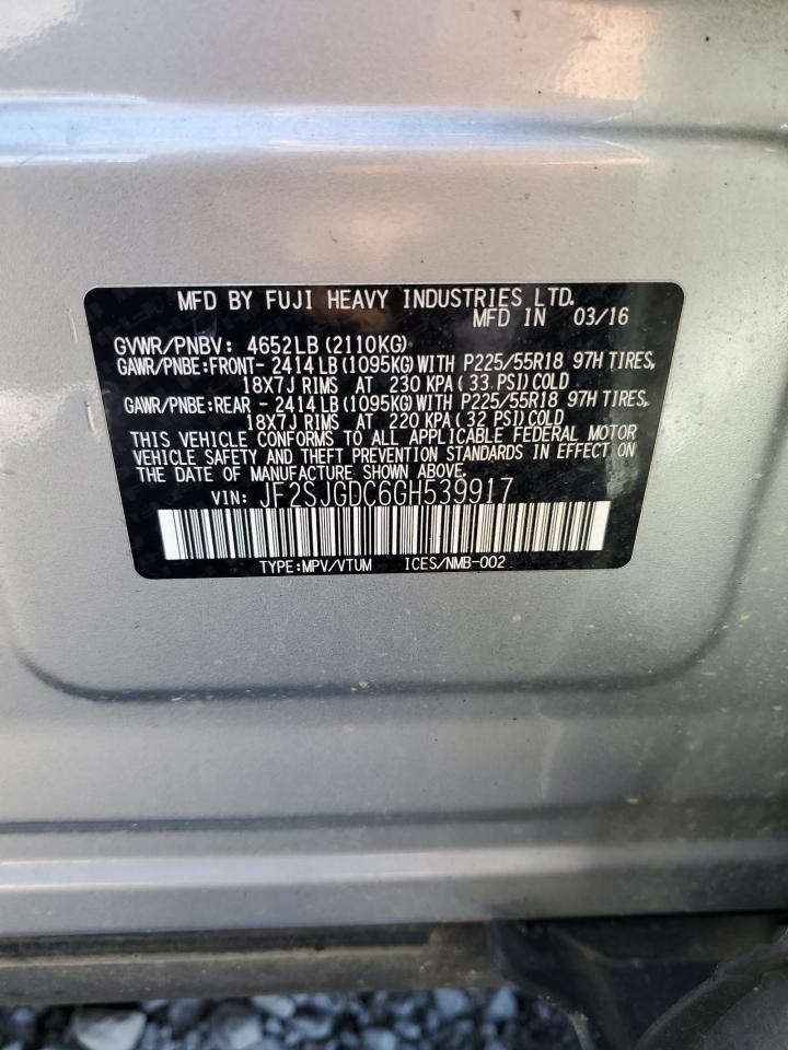 2016 Subaru Forester 2.0Xt Premium VIN: JF2SJGDC6GH539917 Lot: 82221765