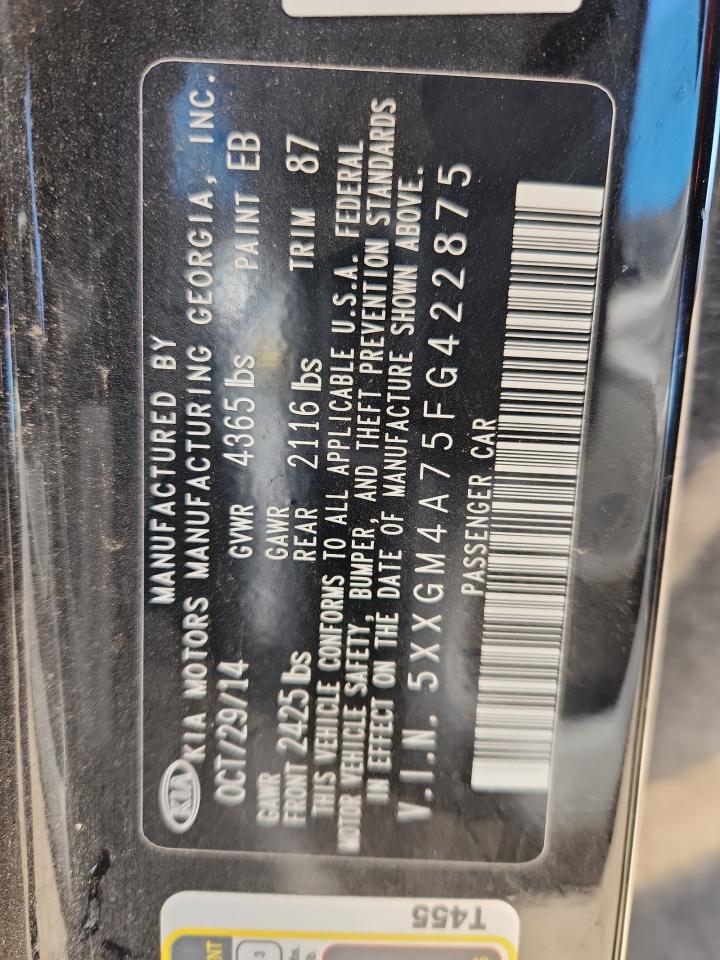 2015 Kia Optima Lx VIN: 5XXGM4A75FG422875 Lot: 82242555