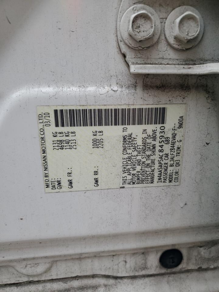 2010 Nissan Maxima S VIN: 1N4AA5AP5AC845930 Lot: 86264405