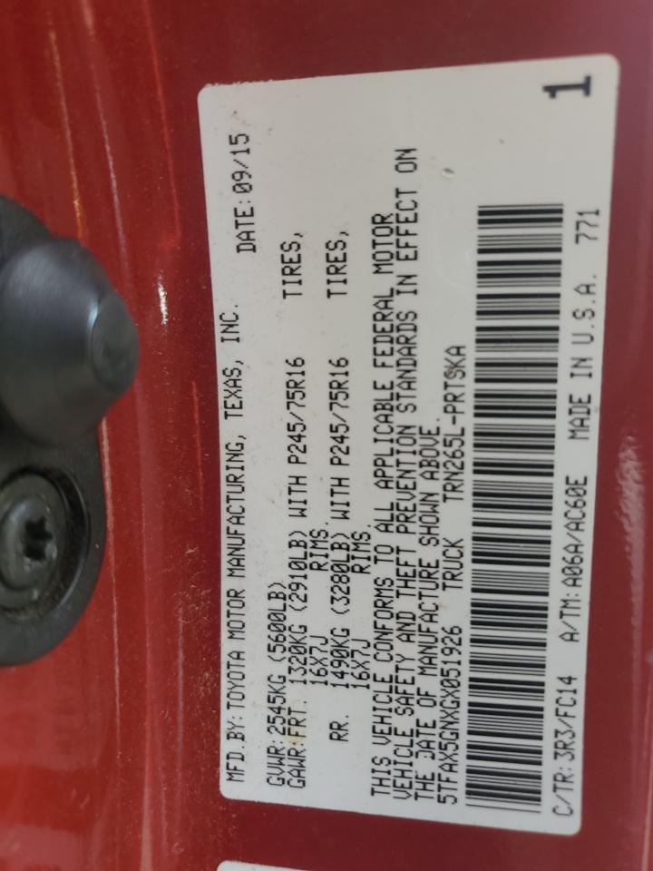 2016 Toyota Tacoma Double Cab VIN: 5TFAX5GNXGX051926 Lot: 82250715