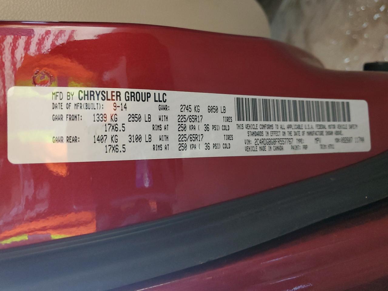 2015 Dodge Grand Caravan Se VIN: 2C4RDGBG8FR557767 Lot: 82774165