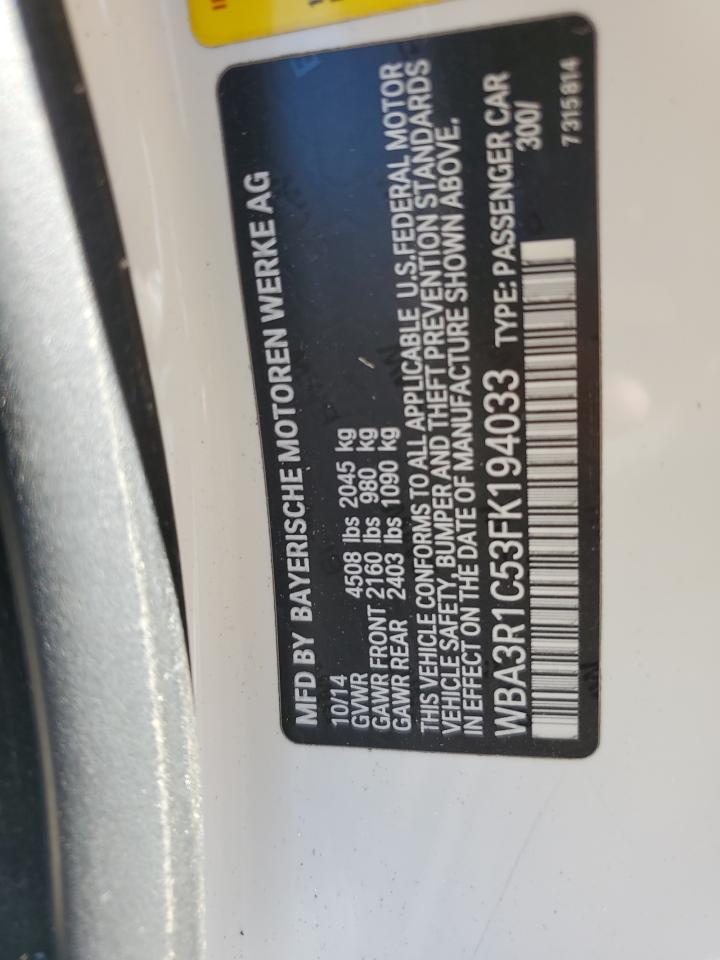 2015 BMW 435 I VIN: WBA3R1C53FK194033 Lot: 86231335