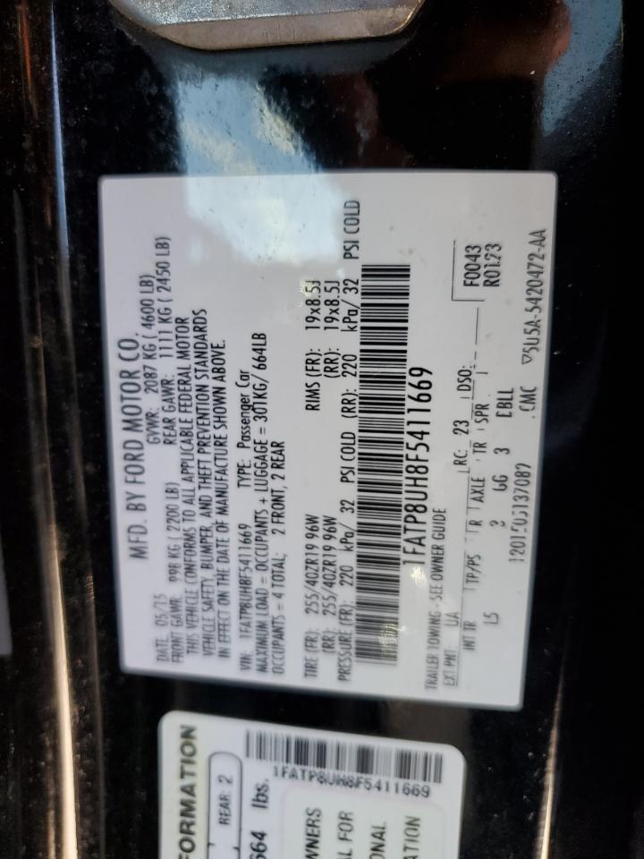 2015 Ford Mustang VIN: 1FATP8UH8F5411669 Lot: 86425695