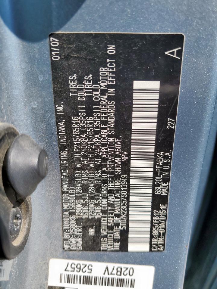 2007 Toyota Sienna Ce VIN: 5TDZK23C57S013949 Lot: 84273185