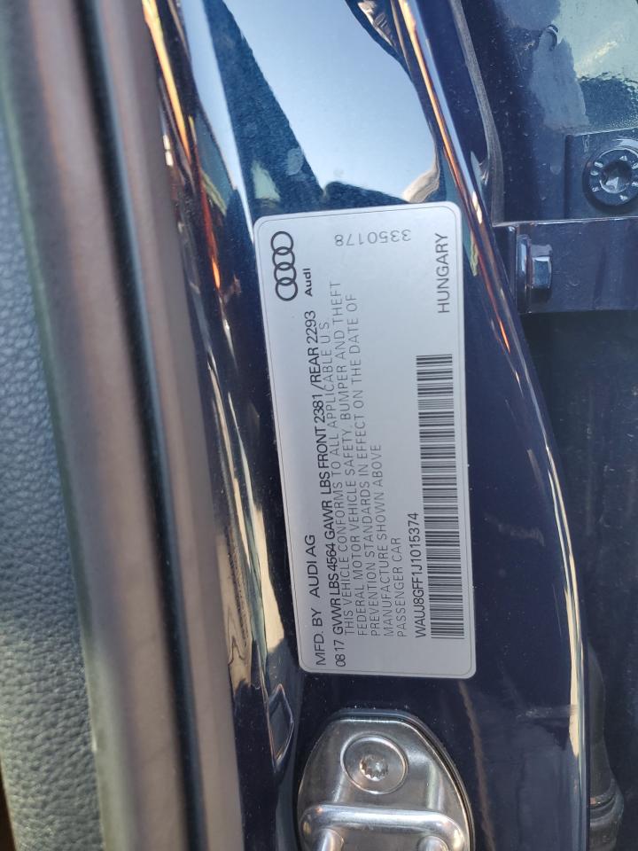 2018 Audi A3 Premium Plus VIN: WAUJ8GFF1J1015374 Lot: 90721365