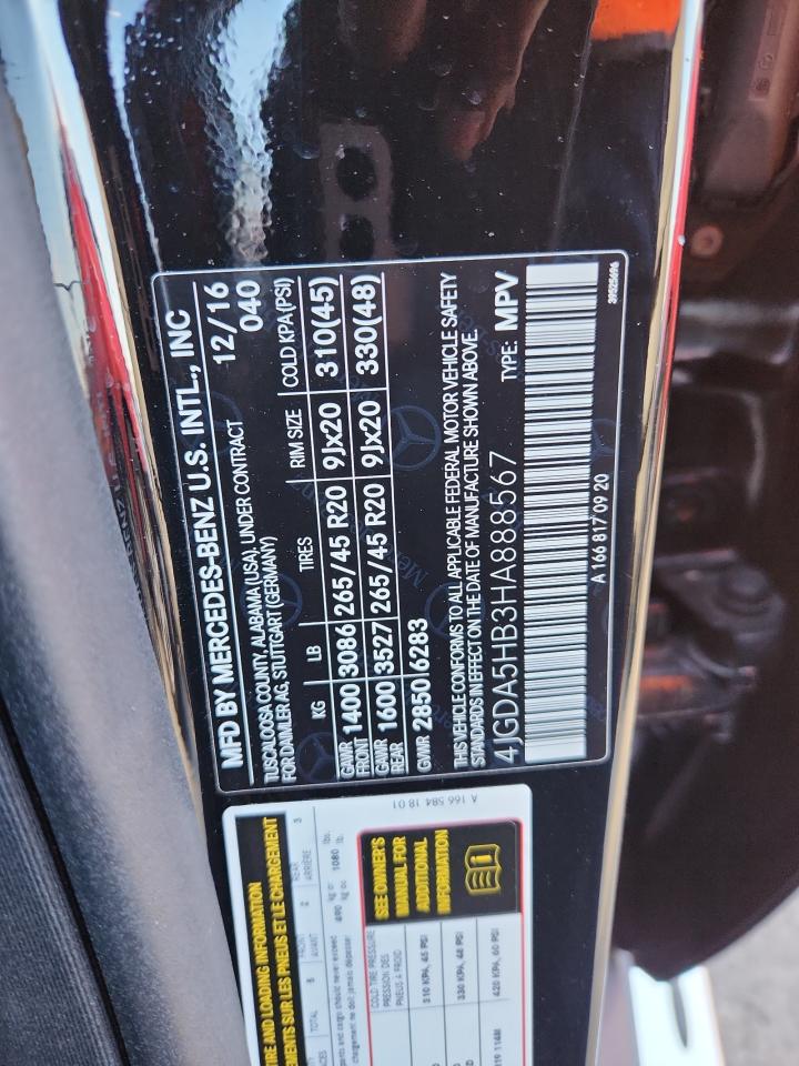 2017 Mercedes-Benz Gle 350 4Matic VIN: 4JGDA5HB3HA888567 Lot: 90713455