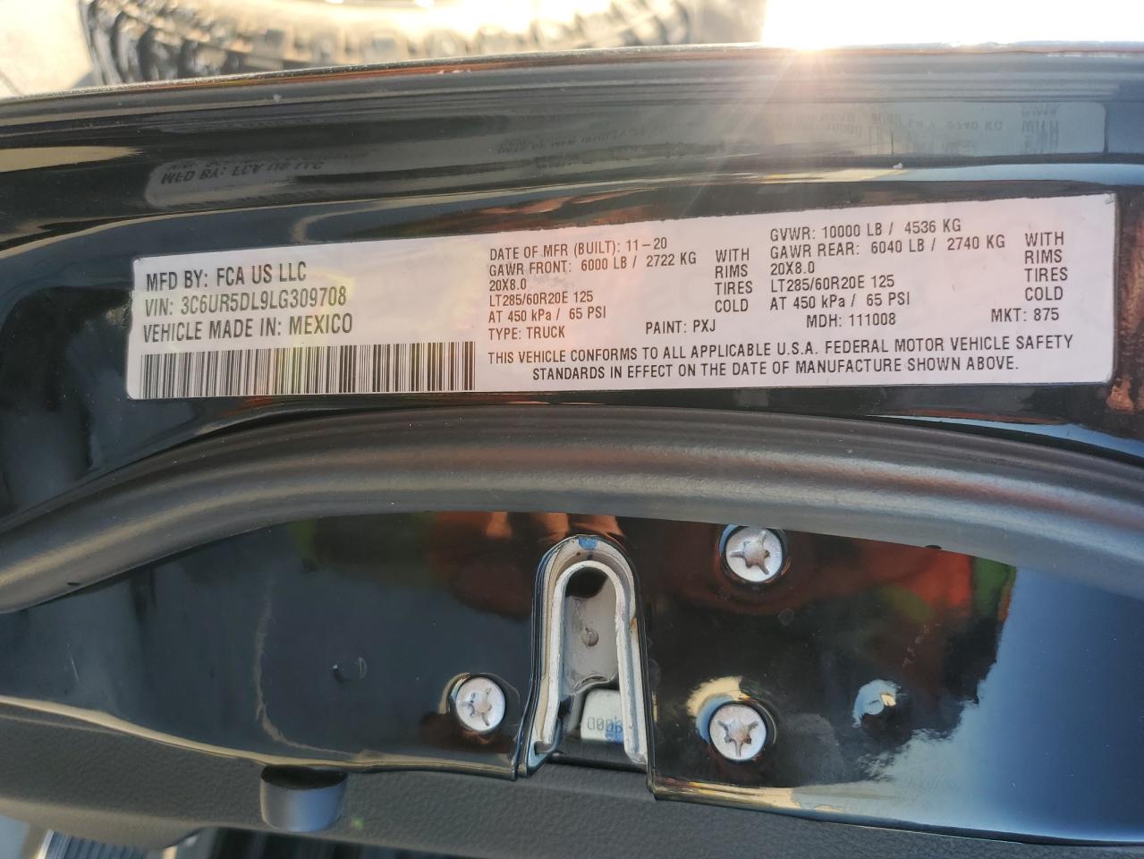 2020 Ram 2500 Big Horn VIN: 3C6UR5DL9LG309708 Lot: 86471205