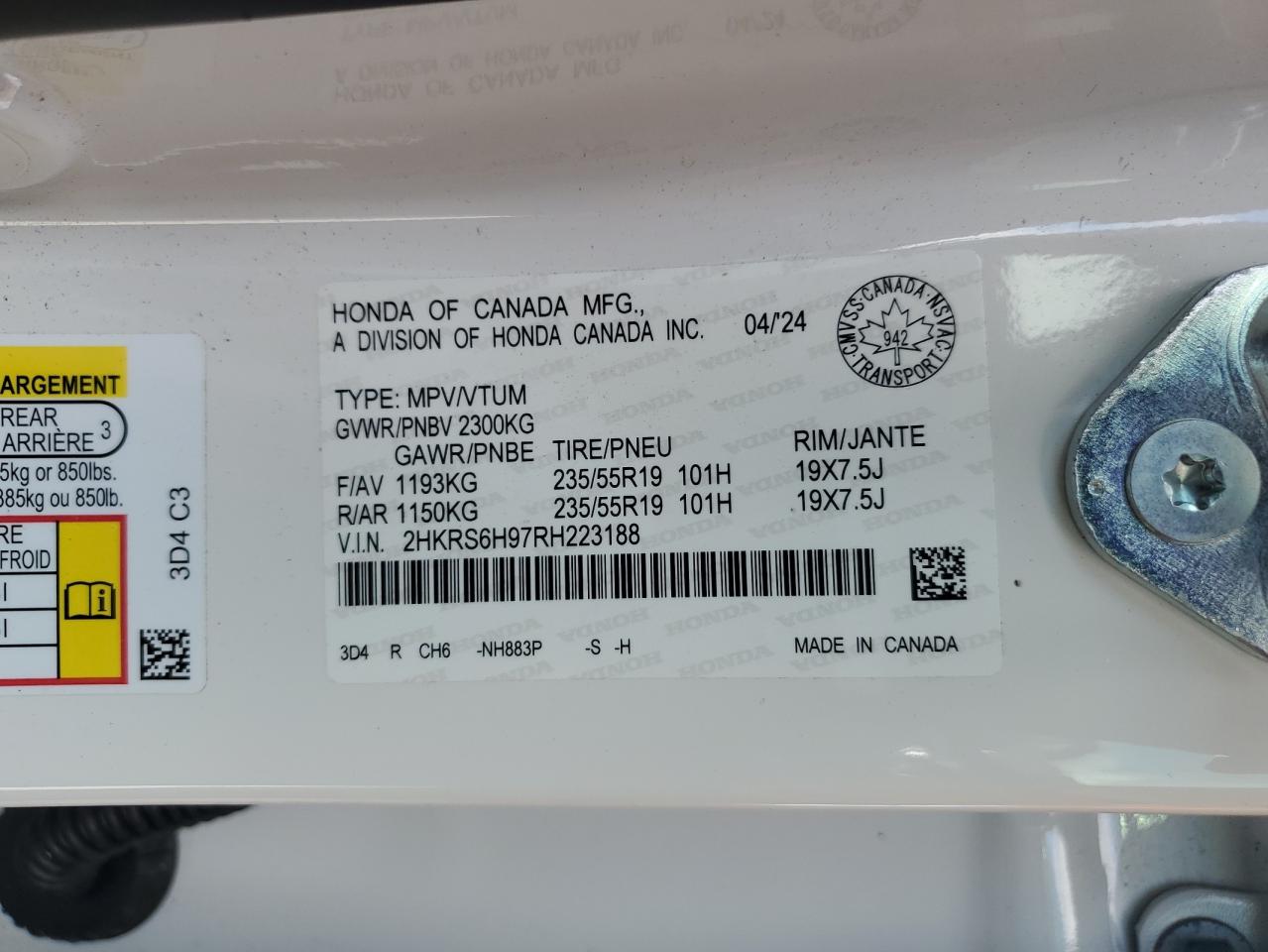 2024 Honda Cr-V Sport Touring VIN: 2HKRS6H97RH223188 Lot: 82072025