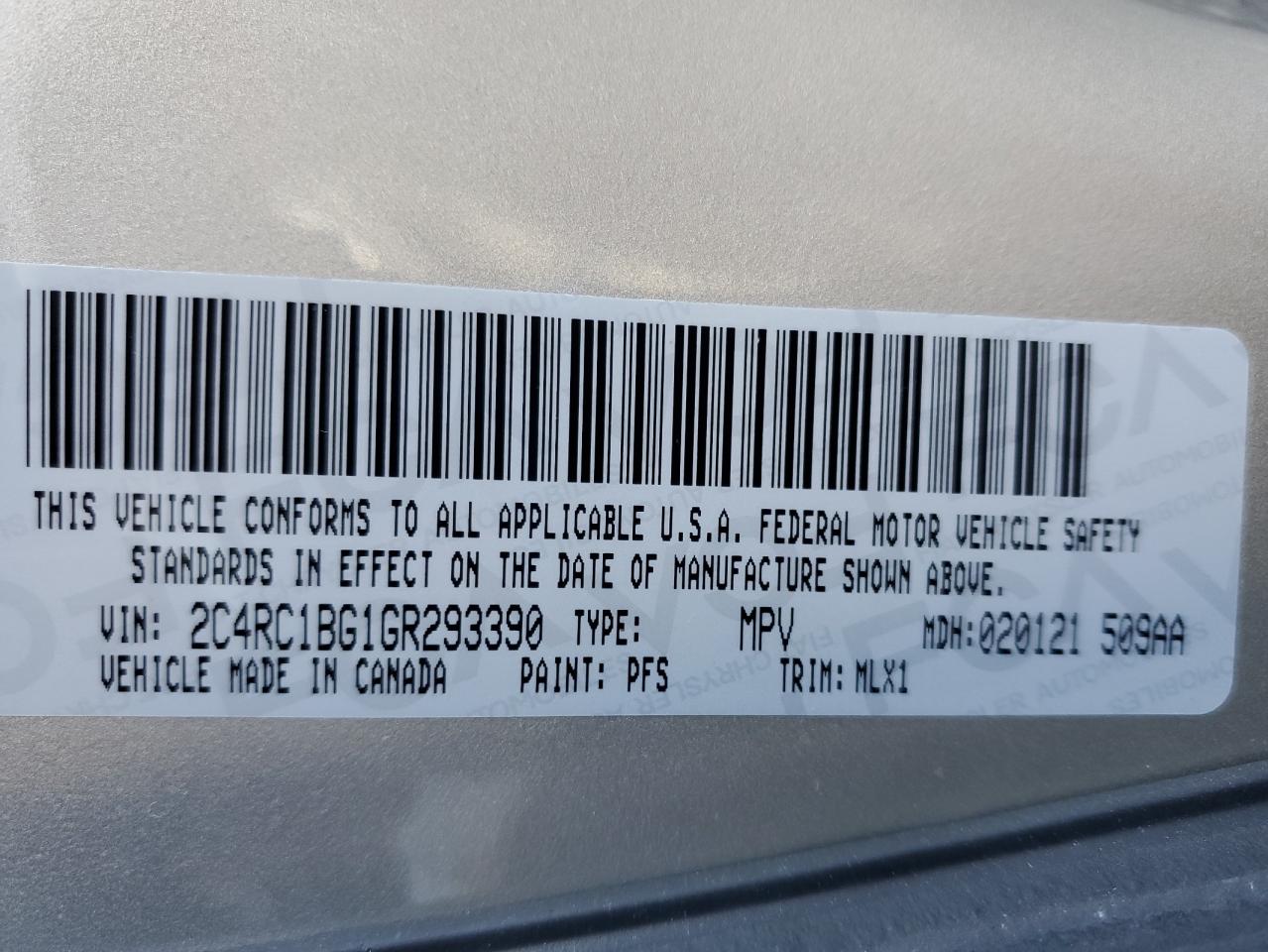 2016 Chrysler Town & Country Touring VIN: 2C4RC1BG1GR293390 Lot: 86977085