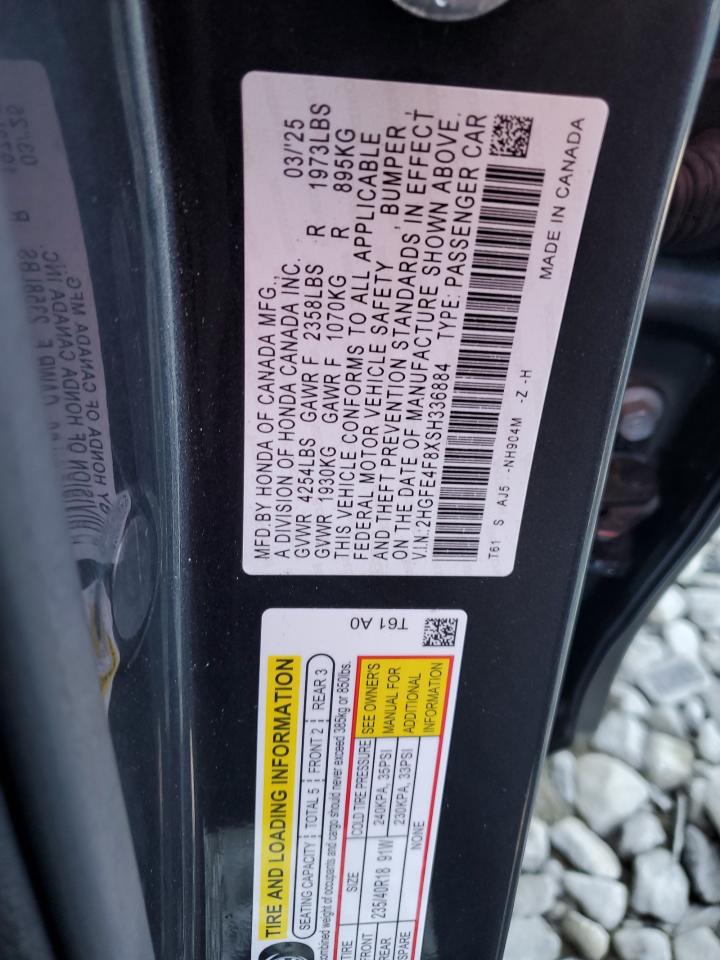 2025 Honda Civic Sport VIN: 2HGFE4F8XSH336884 Lot: 85270555