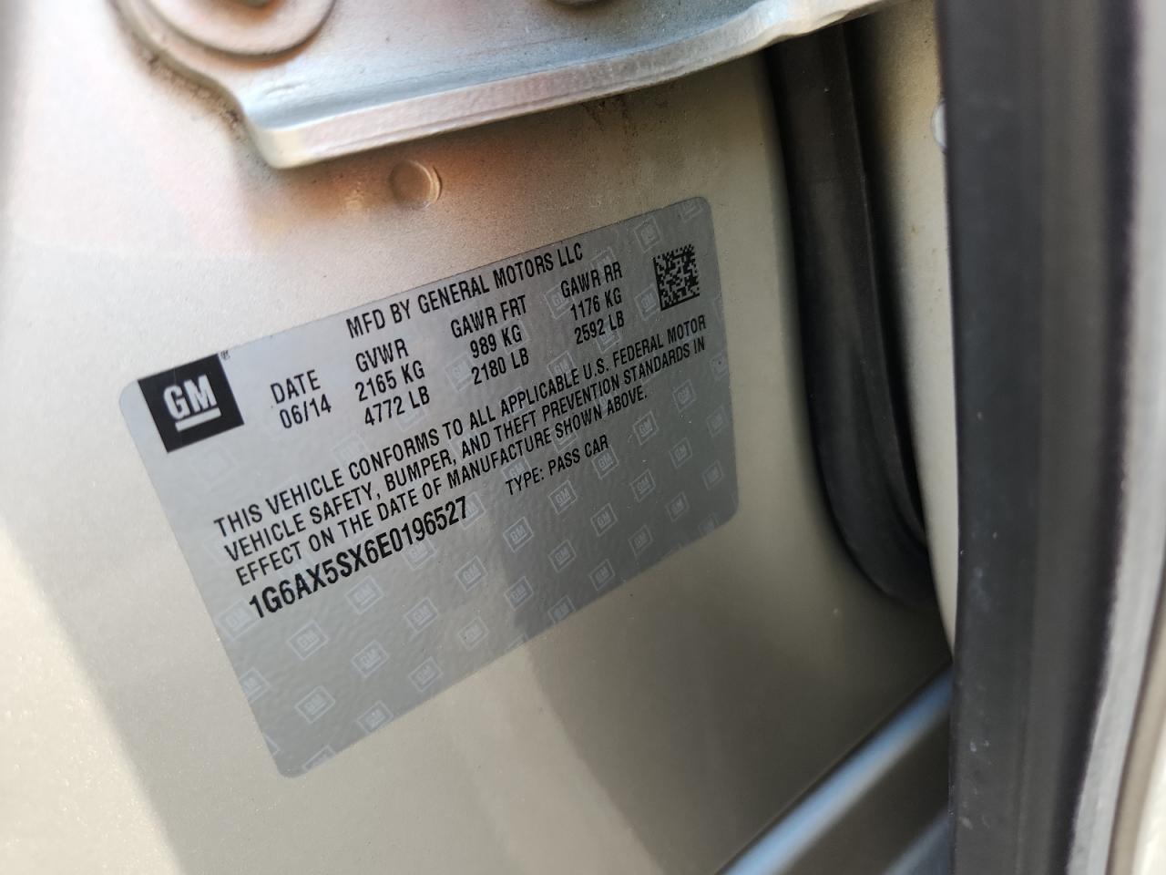 2014 Cadillac Cts Luxury Collection VIN: 1G6AX5SX6E0196527 Lot: 81542575