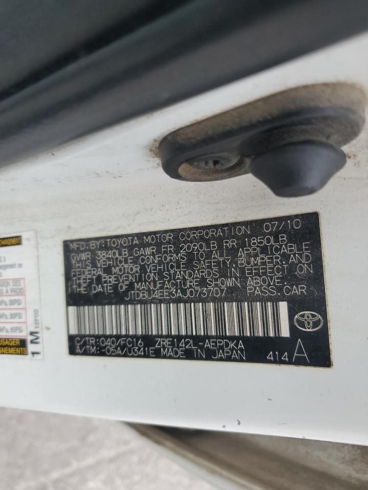 2010 Toyota Corolla Base VIN: JTDBU4EE3AJ073707 Lot: 86195425