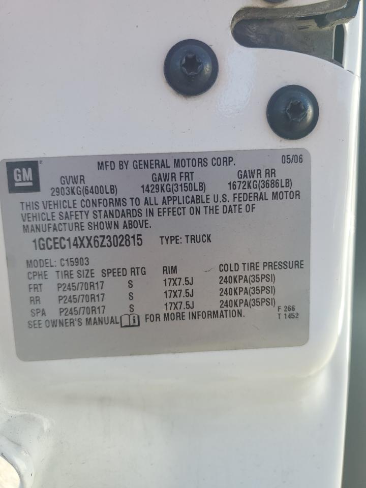 2006 Chevrolet Silverado C1500 VIN: 1GCEC14XX6Z302815 Lot: 85878565