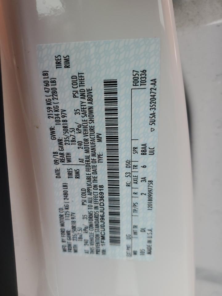 2018 Ford Escape Titanium VIN: 1FMCU0J96JUD36918 Lot: 86128985