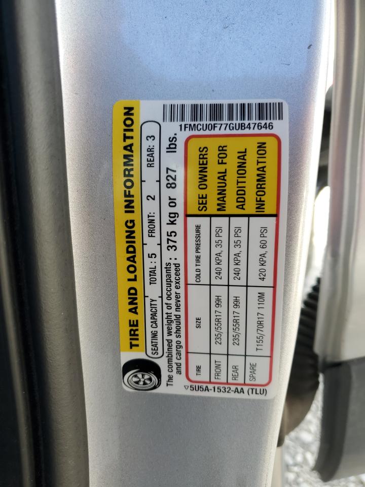 2016 Ford Escape S VIN: 1FMCU0F77GUB47646 Lot: 89550315