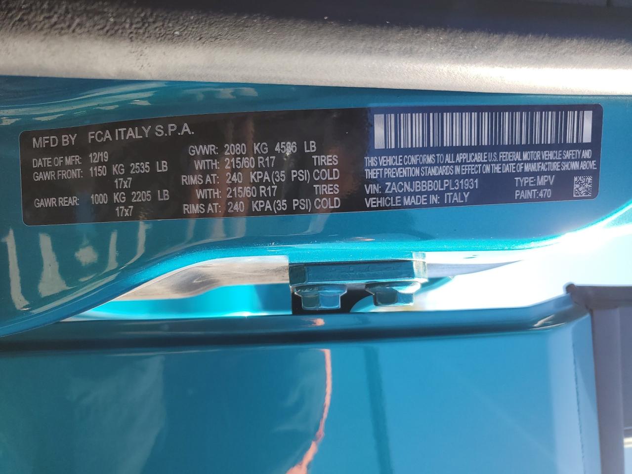 2020 Jeep Renegade Latitude VIN: ZACNJBBB0LPL31931 Lot: 85480785