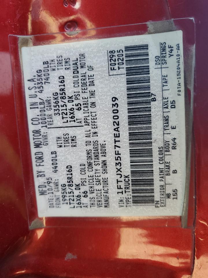 1996 Ford F350 VIN: 1FTJX35F7TEA20039 Lot: 82590895