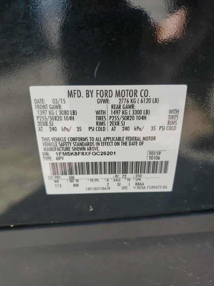 2015 Ford Explorer Limited VIN: 1FM5K8F8XFGC26201 Lot: 84774755