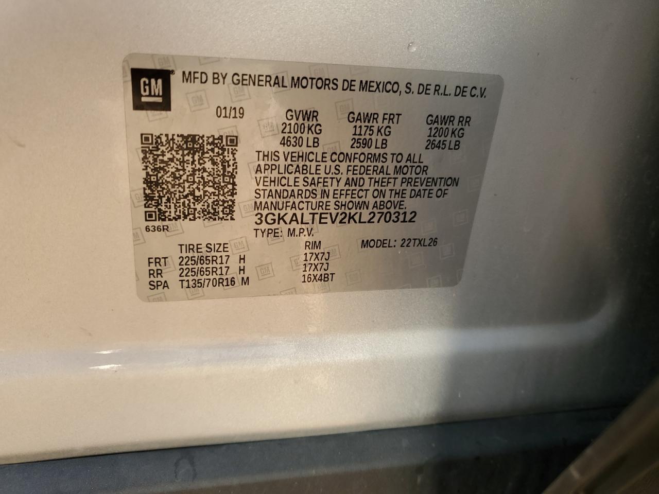 2019 GMC Terrain Sle VIN: 3GKALTEV2KL270312 Lot: 90883775