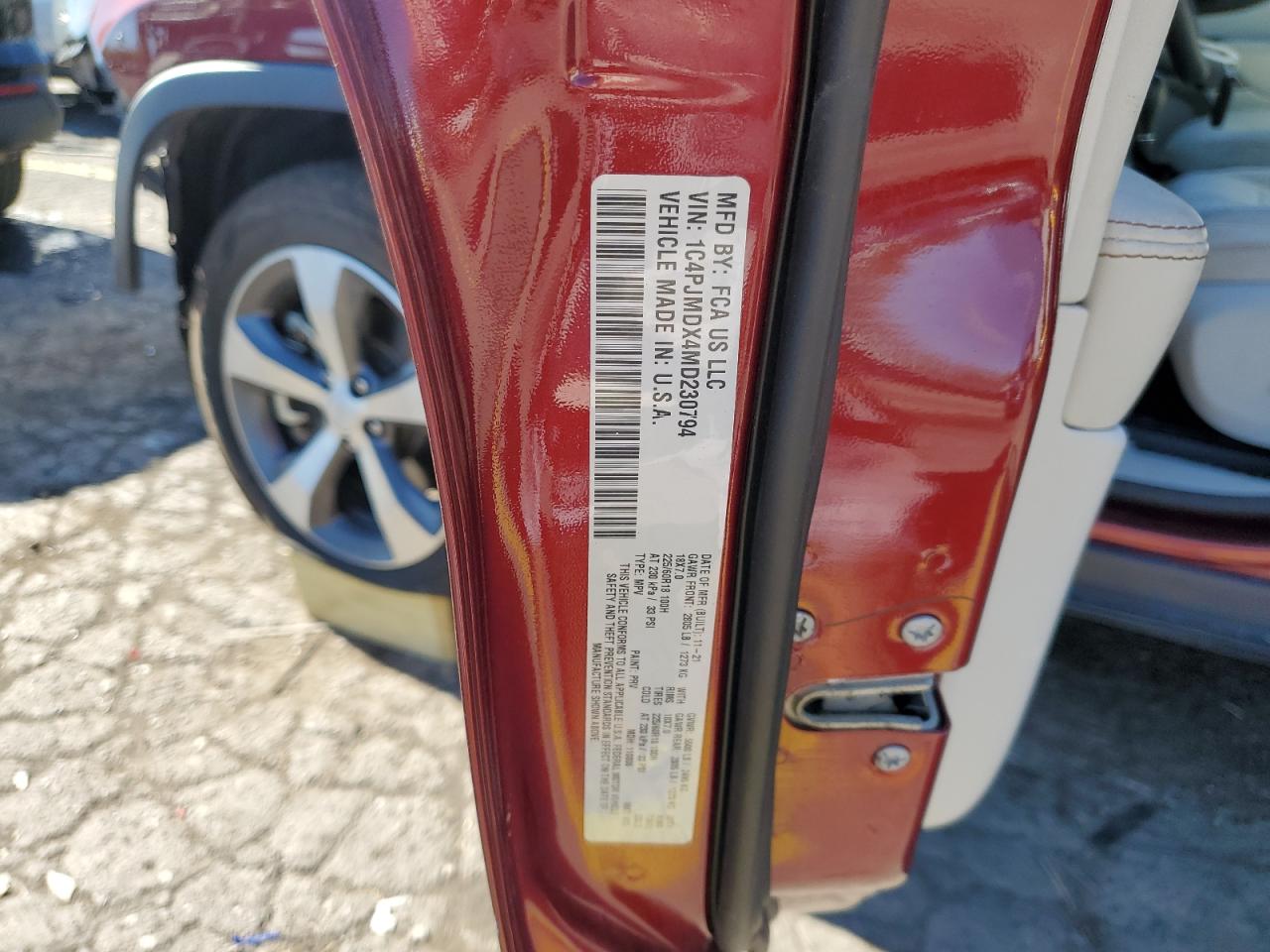 2021 Jeep Cherokee Limited VIN: 1C4PJMDX4MD230794 Lot: 86440045