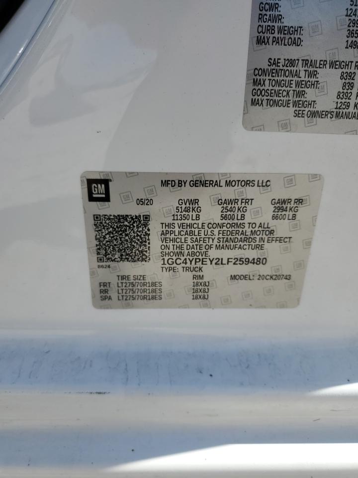 2020 Chevrolet Silverado K2500 Heavy Duty Ltz VIN: 1GC4YPEY2LF259480 Lot: 86273505