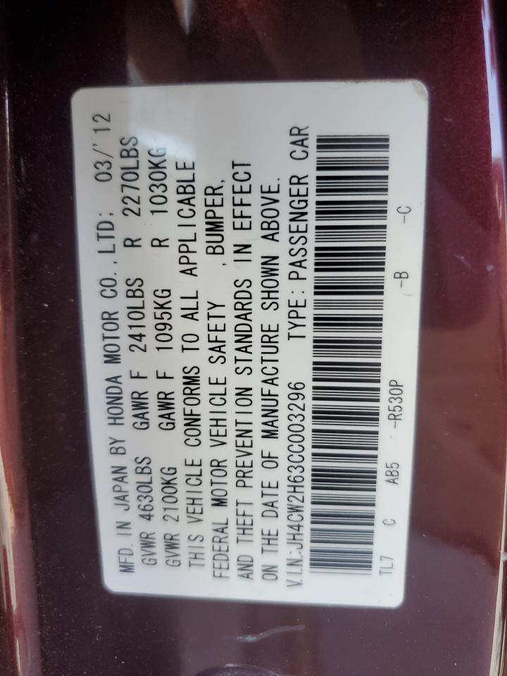 2012 Acura Tsx Tech VIN: JH4CW2H63CC003296 Lot: 85165595
