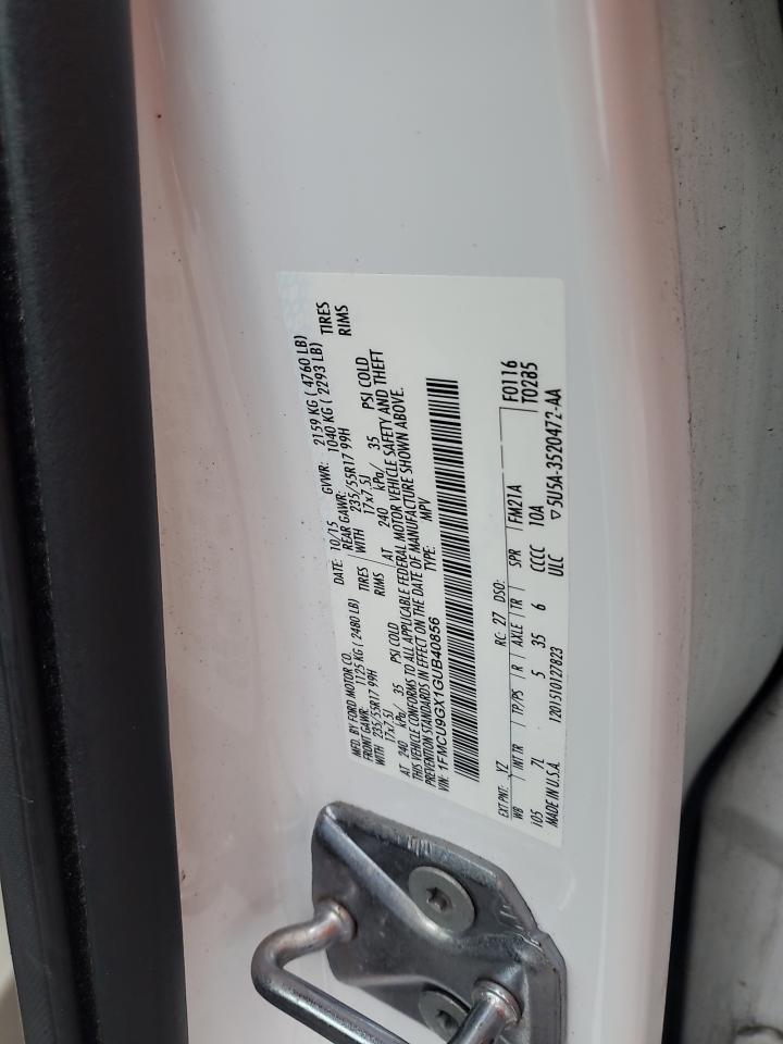 2016 Ford Escape Se VIN: 1FMCU9GX1GUB40856 Lot: 89831745