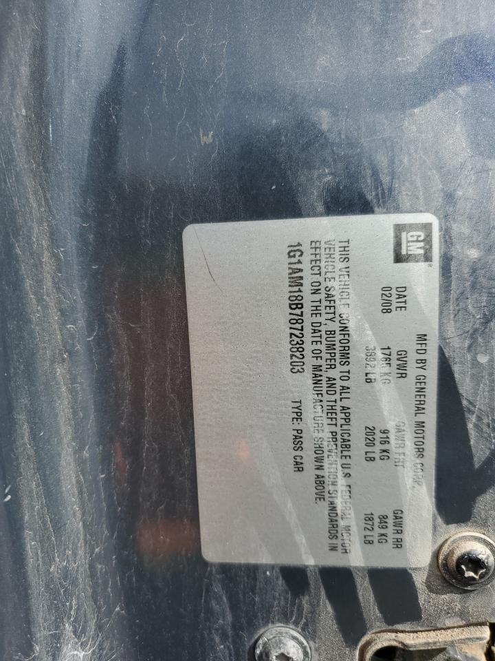 2008 Chevrolet Cobalt Sport VIN: 1G1AM18B787238203 Lot: 82615915